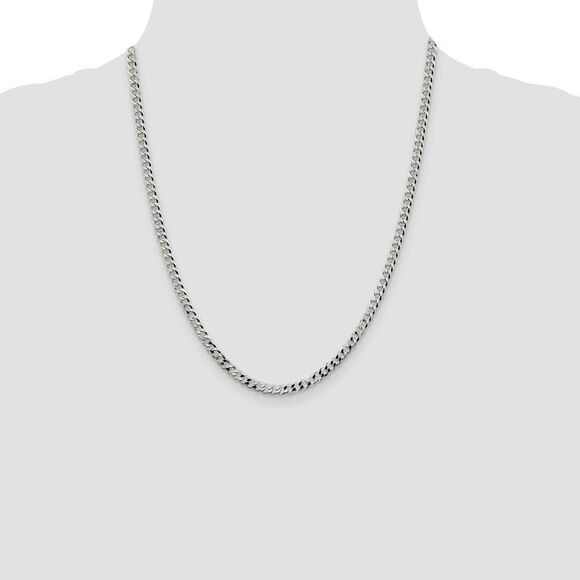 4mm, Sterling Silver, Solid Beveled Curb Chain Necklace, 22 Inch - Picture 2 of 8